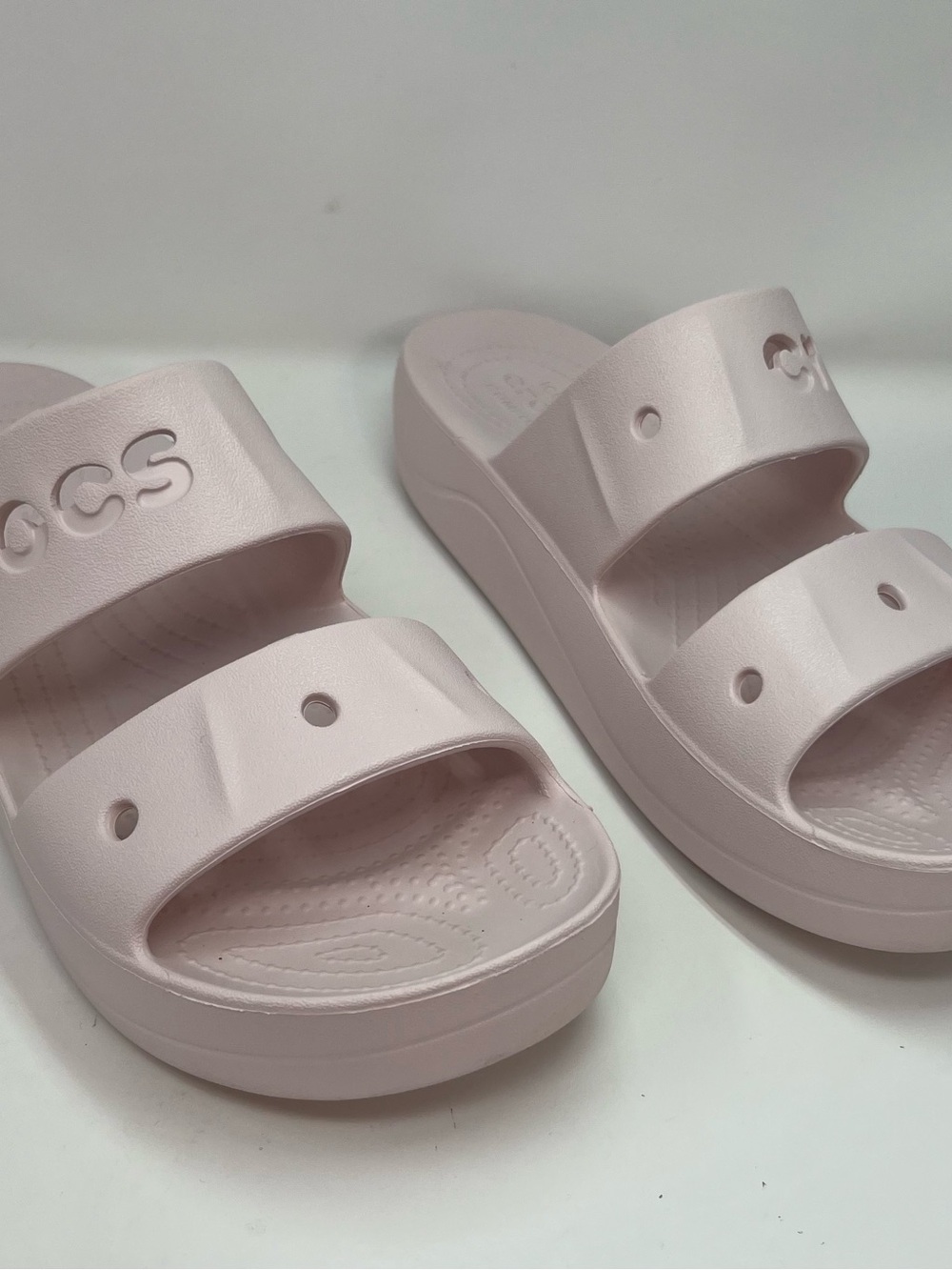 Crocs Baya Platform Wedge Double Strap Sandal Slide Light Pink Women’s Size 10